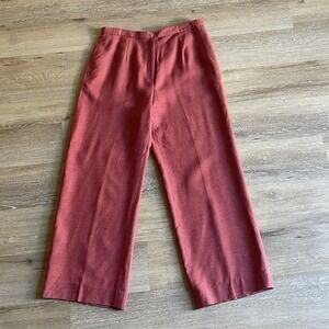 Diane Von Furstenberg Silk Assets Pants Medium Red Lined Dress Slacks Pleated
